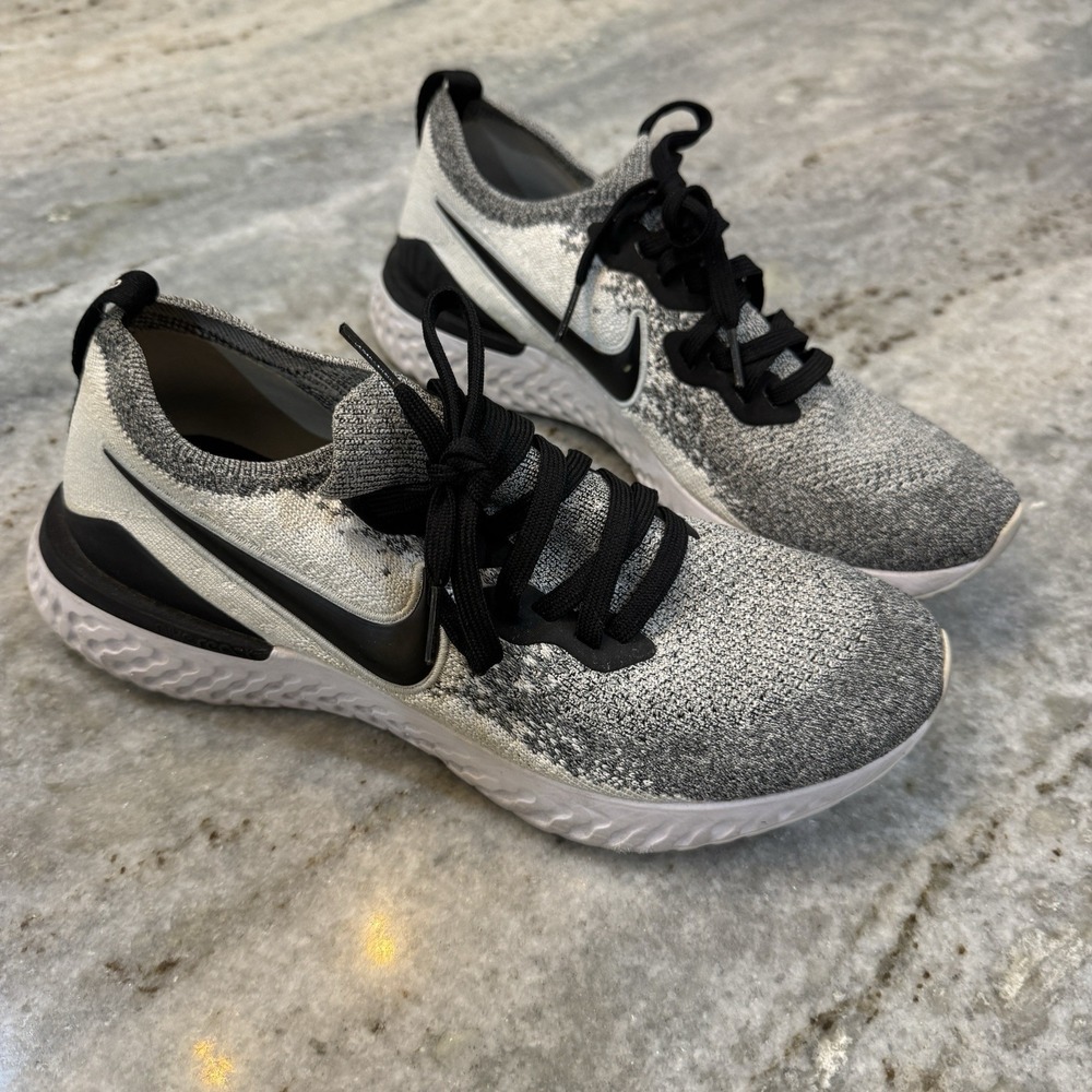 Size Men 8.5 - Nike Epic React Flyknit 2 Oreo Sneaker Black White Lace Up